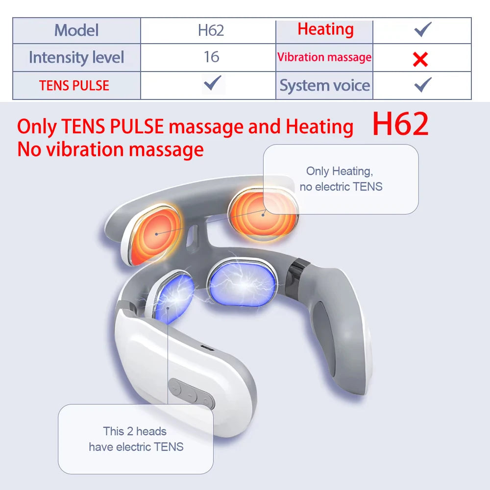 TENS Pulse Back Neck Massage Wireless Smart Sholder Cervical Massager Heating Muscle Punch Beating Care Device