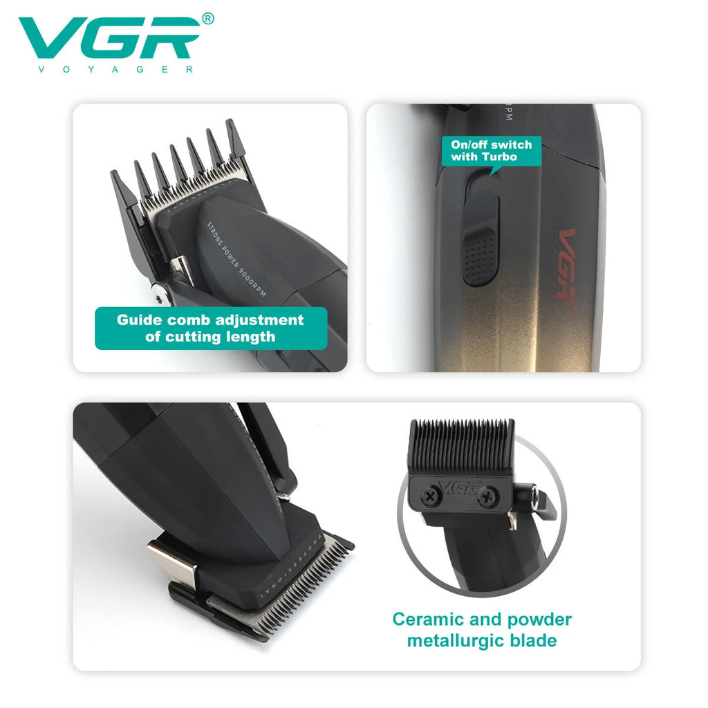 VGR Hair Trimmer Professional Shaver Cordless Hair Cutting Machine Clipper Adjustable Barber Trimmer for Men V-003 V-906 V-308