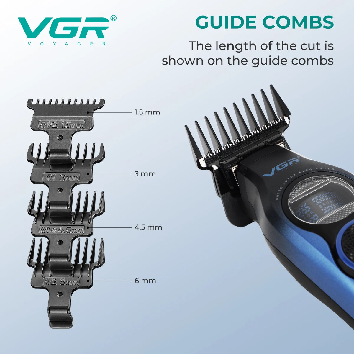 VGR Professional Hair Trimmer Rechargeable External Rotor Motor Hair Clipper DLC Blade Barber Comb Trimmer for man V-882 V-882S2
