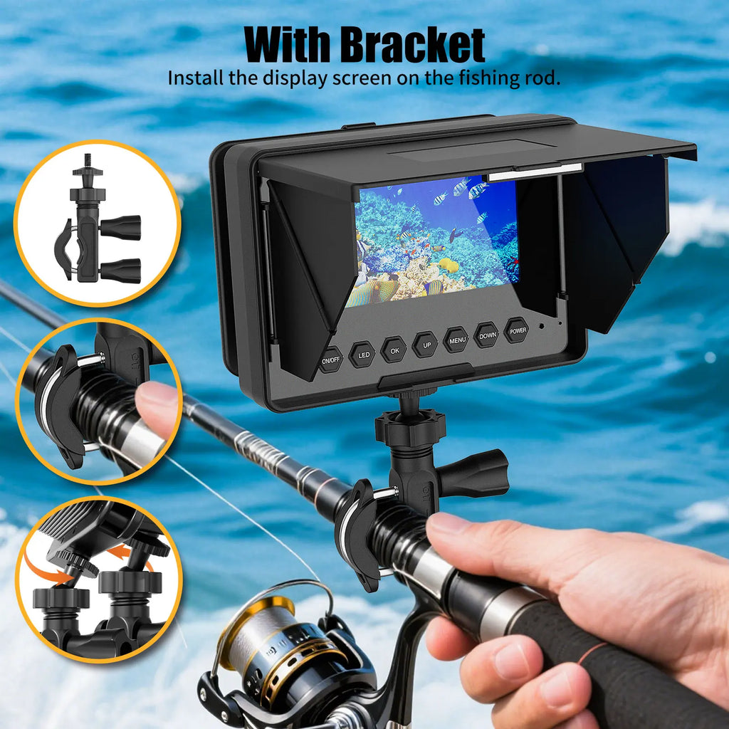 Fish Finder LCD 4.3 Inch Display Underwater Fishing Camera with 8500mAH 10 Hours Endurance Night Vision 15/20/30m for Ice/Sea