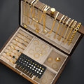 83pcs Retro Light Luxury Gold Color Jewelry Set for Women Rings Multi-Layered Necklaces Bangles Gifts (Jewelry Box Not Included)