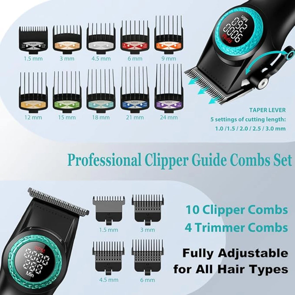 VGR Hair Trimmer Electric Hair Clipper Rechargeable Hair Cutting Machine DLC Coated Blades 9000 RPM Trimmer for Men V-001 V-977