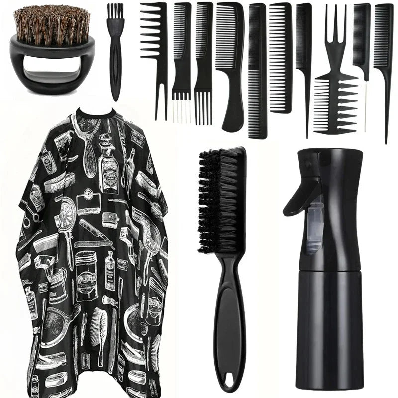 WANMEI Salon Barber Cloak Set Barber Stylist Cloak with Adjustable Buckle Neck Dust Removal Brush and Comb Barber Shop Tool
