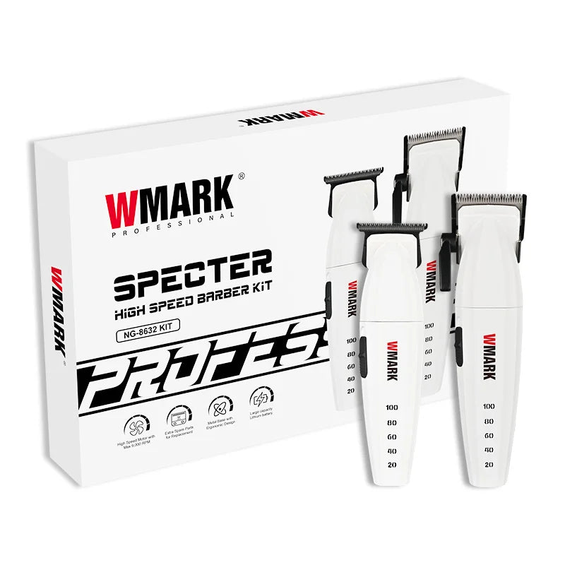 WMARK Hair Trimmer Adjustable Hair Cutting Machine Electric Hair Clipper Barber Cordless 9000 RPM Trimmer for Men NG-8632 KIT