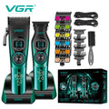 VGR Hair Trimmer Professional Barber Combo External Rotor Motor Hair Cut Machine Adjustable LED Display Trimmer for Men V-882 S2