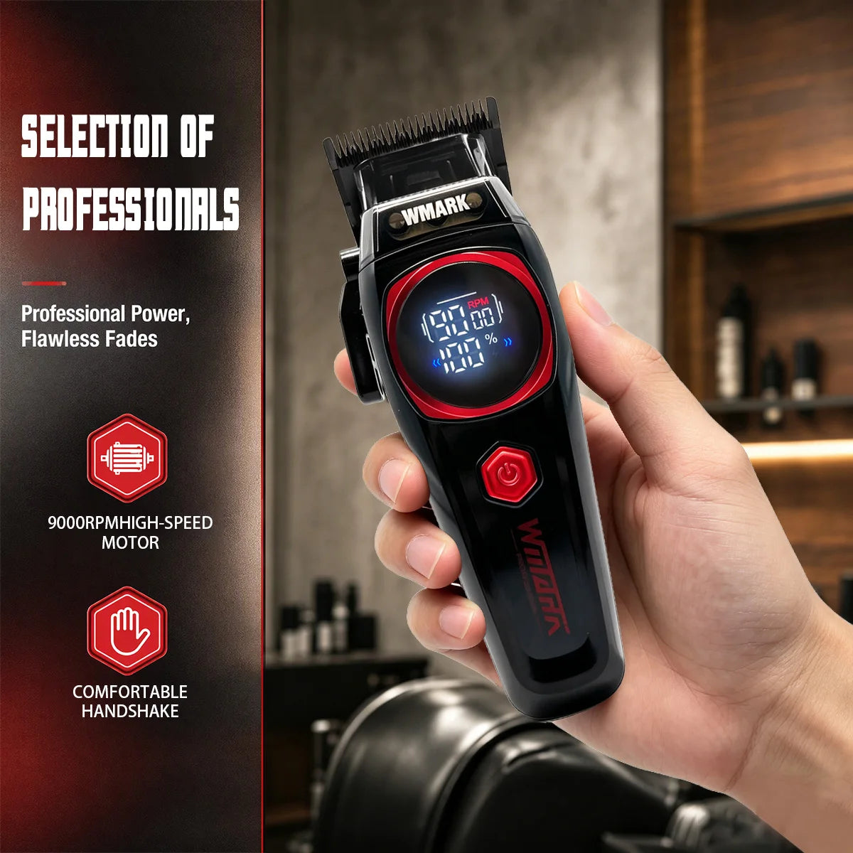 WMARK Clipper Professional Hair Clippers DLC BLDC 9000RPM Motor Hair Trimmer Wireless Charging Clipper for Men NG-8004 NG-8204