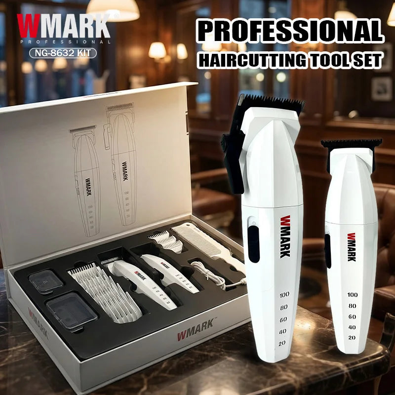 WMARK Hair Trimmer Adjustable Hair Cutting Machine Electric Hair Clipper Barber Cordless 9000 RPM Trimmer for Men NG-8632 KIT