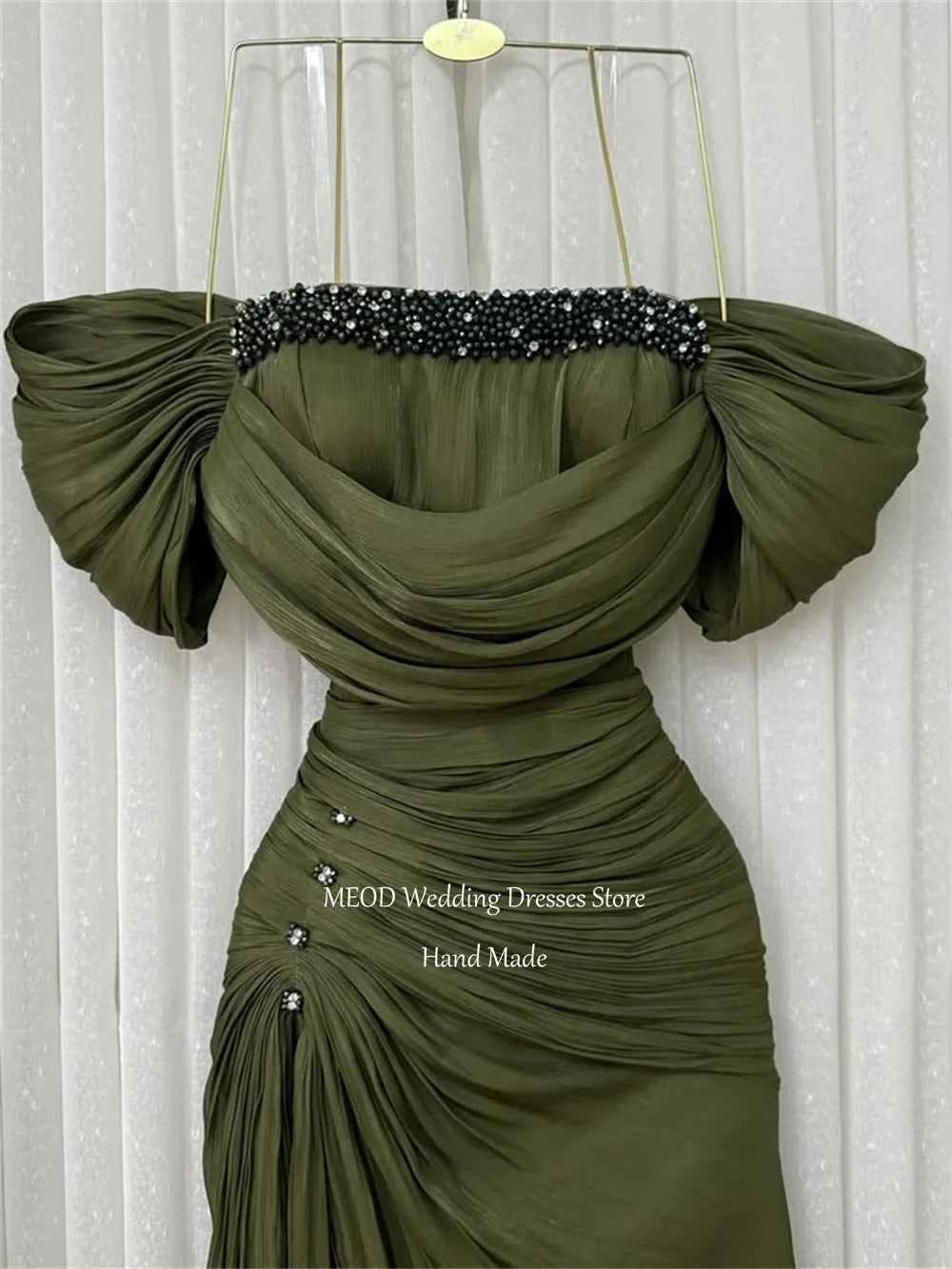 MEOD Elegant Chiffon Evening Dresses Strapless Crystal A Line Party Attire Off The Shoulder Floor Length Prom Gowns Customized