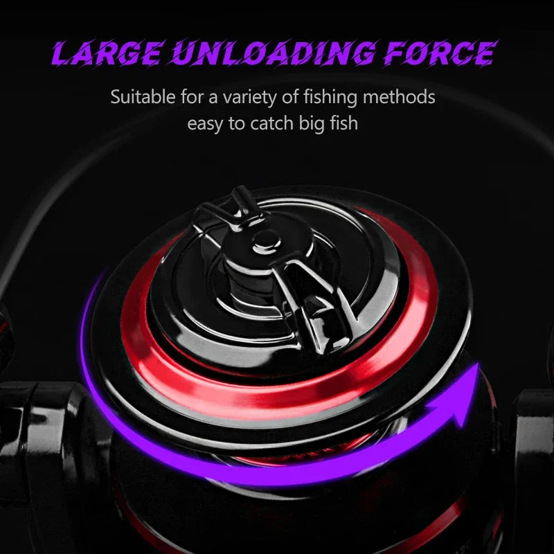 DEUKIO Spinning Fishing Reel 2000-7000 Metal Spool 12KG Max Drag CNC Handle Long Casting Freshwater Saltwater Lure Reel