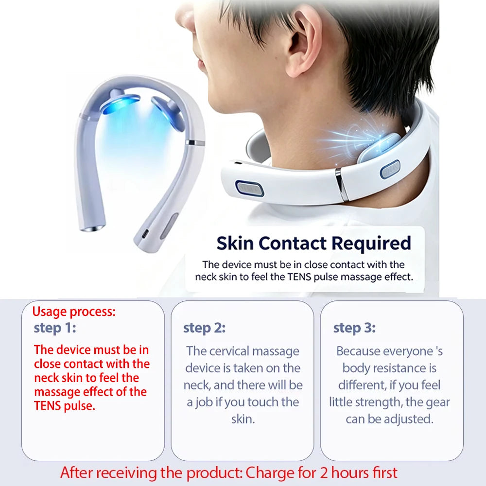 TENS Pulse Back Neck Massage Wireless Smart Sholder Cervical Massager Heating Muscle Punch Beating Care Device