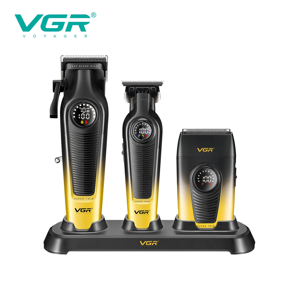VGR Hair Trimmer Professional Clipper Cordless Barber Combo Electric Shaver Haircut Machine Cordless Trimmer for Men V-196 S3