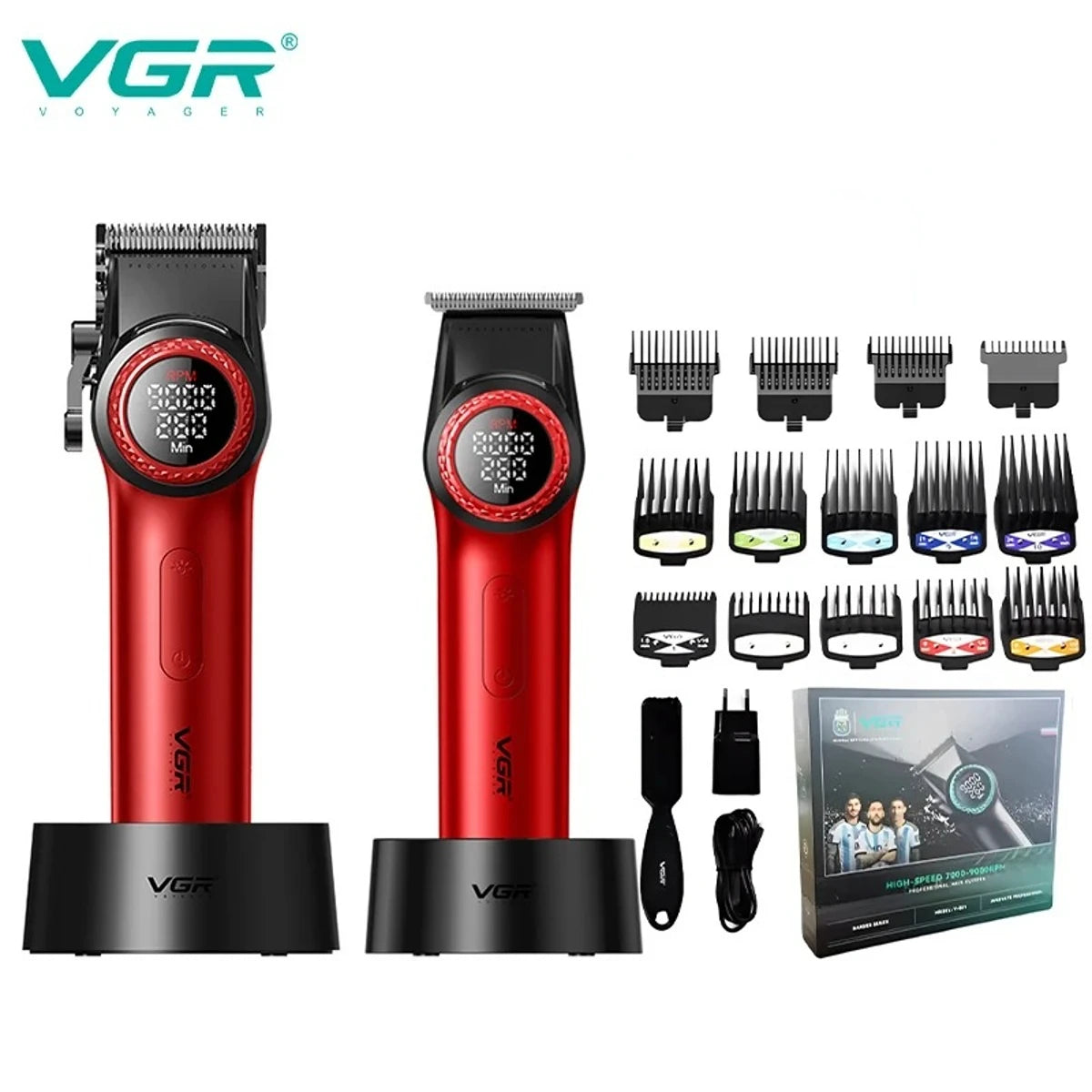 VGR Hair Trimmer Electric Hair Clipper Rechargeable Hair Cutting Machine DLC Coated Blades 9000 RPM Trimmer for Men V-001 V-977