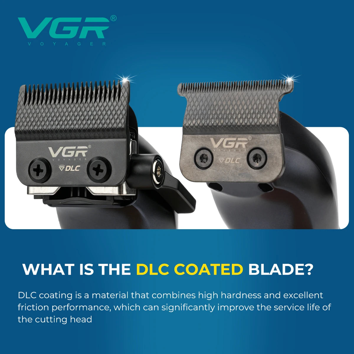 VGR Professional Hair Clippers Rechargeable LED Display Trimmer Hair Cutting DLC Blade 200Mins Work Clipper for man V-858C V-858