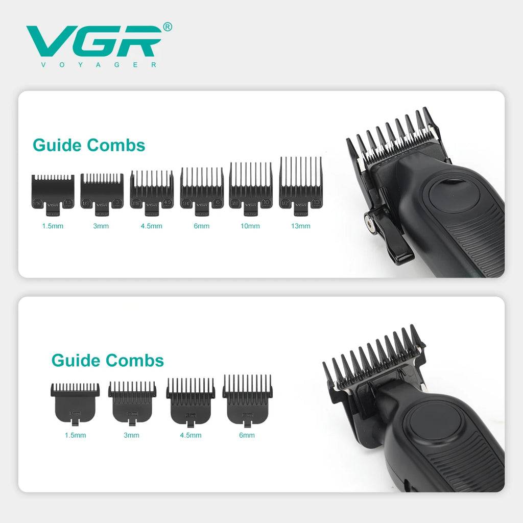 VGR Hair Trimmer Professional Clipper Cordless Barber Combo Electric Shaver Haircut Machine Cordless Trimmer for Men V-196 S3