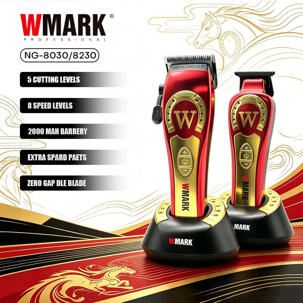 WMARK Hair Trimmer Professional Barber Clipper Cordless Hair Cutting Machine 9000 RPM Adjustable Trimmer for Men NG-8030 NG-8230