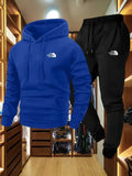 Men's fall/winter casual two-piece set, hooded sweatshirt, outdoor sports outfit