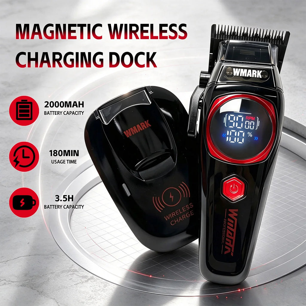 WMARK Clipper Professional Hair Clippers DLC BLDC 9000RPM Motor Hair Trimmer Wireless Charging Clipper for Men NG-8004 NG-8204