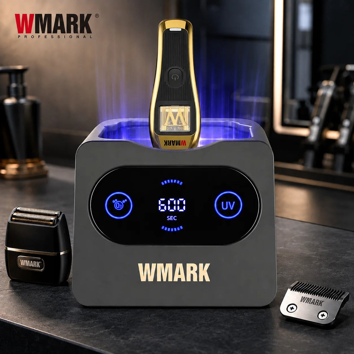 WMARK NG-UV008 UV Ozone Sterilizer Box for Hair Clippers Trimmers Shavers Automatic Barber Tool Disinfection Case