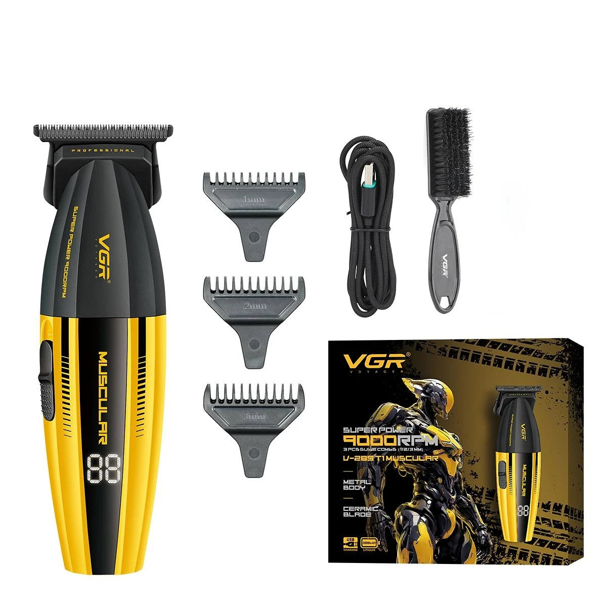 VGR Hair Trimmer Adjustable Hair Clippers Cordless Haircut Machine Barber Combo Digital Display Trimmer for Men V-285C V-285T