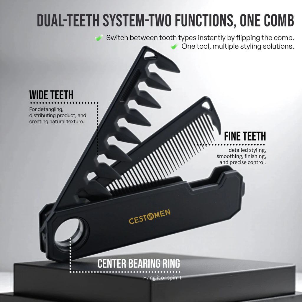 2/3Pcs Professional Barber Comb Set 360° Rotating Bearing Comb Folding Comb Portable Fade Brush Men Hair Grooming Styling Tools