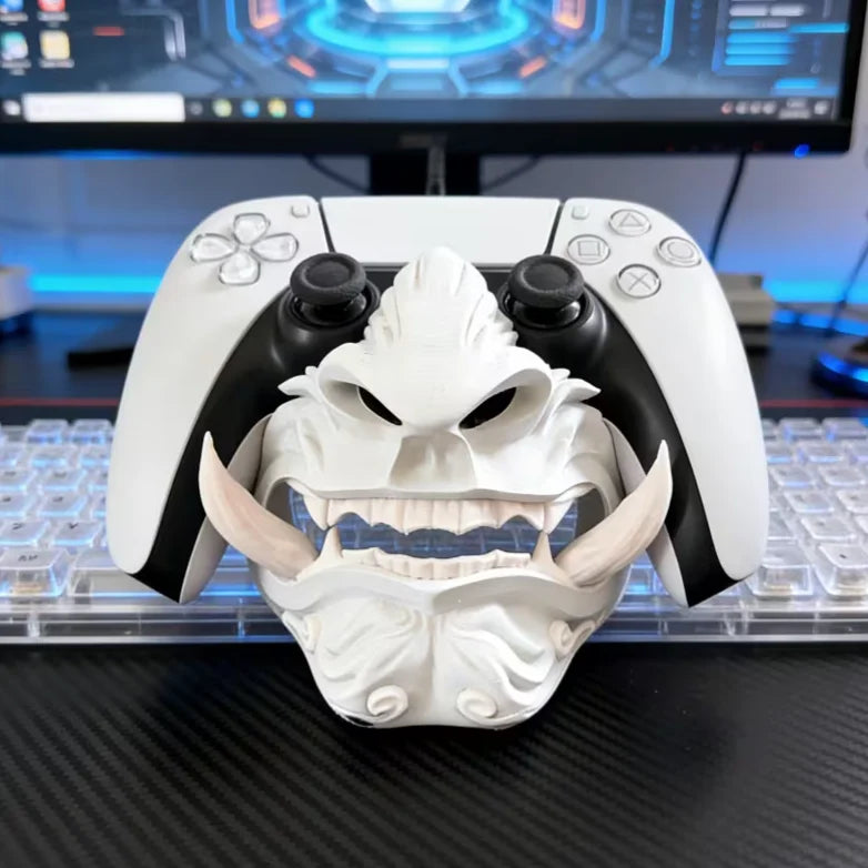 3D Printing Game Controller Base For PS5 Samurai Ghost Mask Handle Bracket Desktop Display Stand Game Console ComputerDecoration