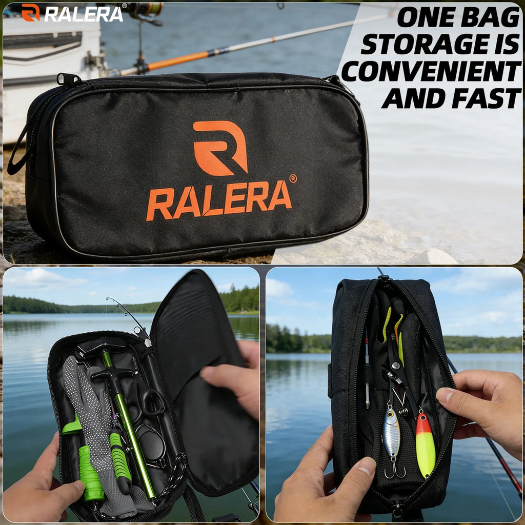RALERA Complete Fishing Tool Set: Pliers, Fish Gripper, Hook Remover, Shears, Towel & Portable Carry Bag for All Anglers