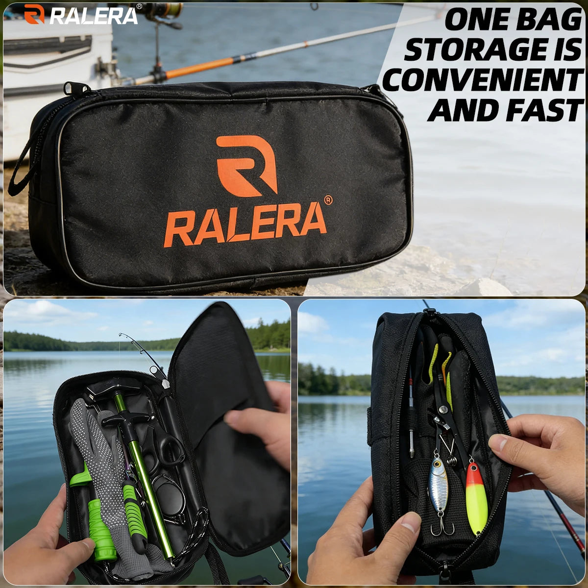 RALERA Complete Fishing Tool Set: Pliers, Fish Gripper, Hook Remover, Shears, Towel & Portable Carry Bag for All Anglers
