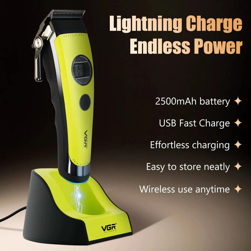 VGR Hair Trimmer Professional Barber Clippers External Rotor Motor Hair Clipper Cordless Charging Base Trimmer for Man V-880 S2
