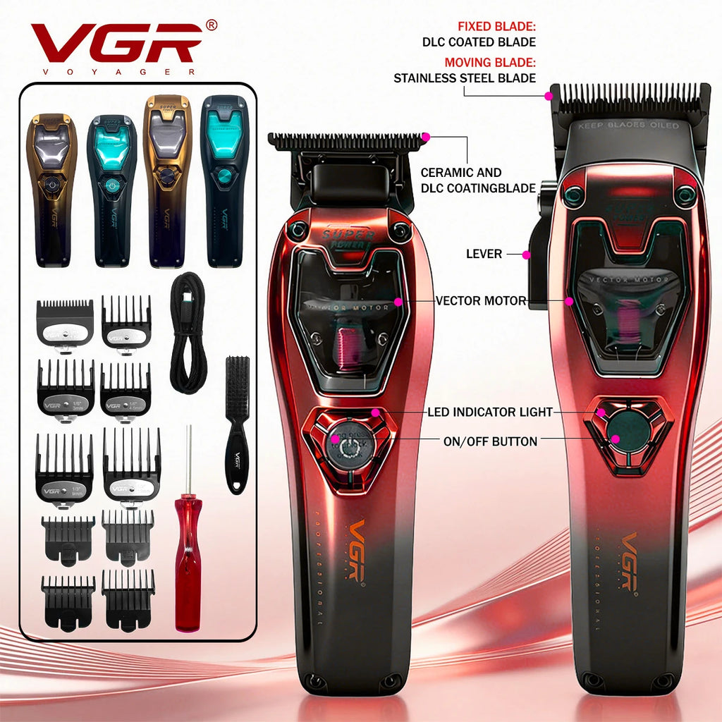 VGR Hair Clippers Professional Hair Trimmer Barber Clippers 11000 RPM Hair Cutting Machine Vector Motor Trimmer for Men V-668
