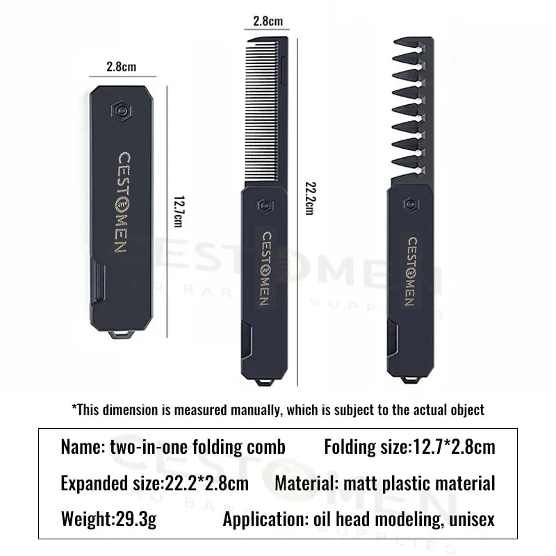 New 1/2/3 in 1 Pocket Folding Combs Plastic Wide Tooth Oil Head Comb Beard Combing Barber Clipper Comb Salon Hair Styling Tools
