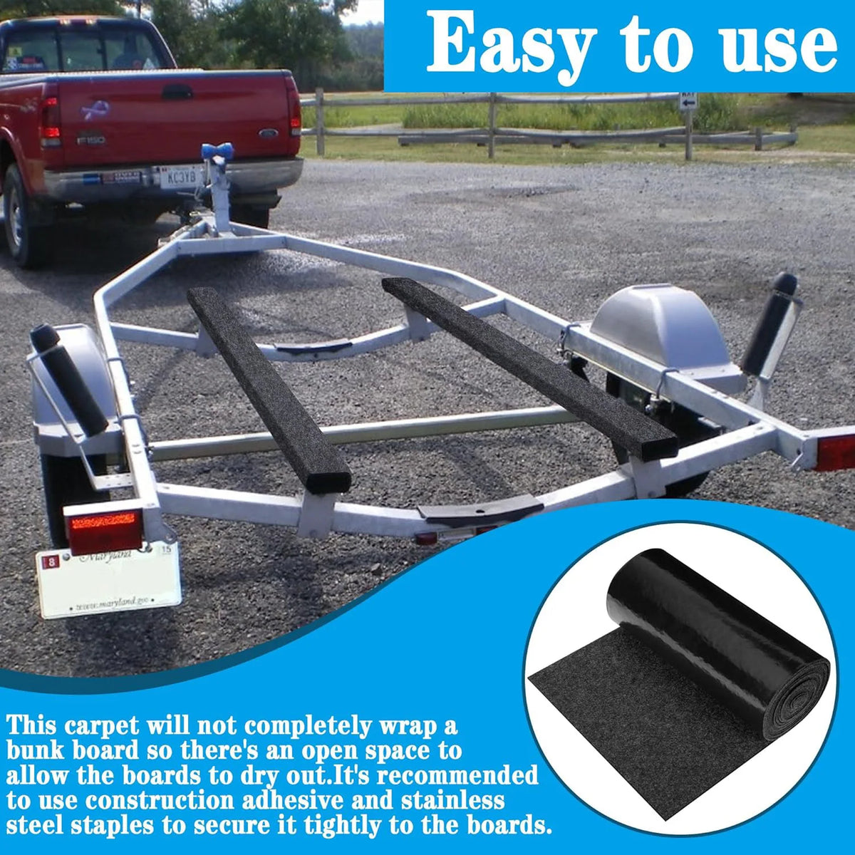 Marine Trailer Felt Double-layer with Waterproof Membrane Floor Mat Outdoor Boat Trailer Motorboat Ramp Garage Dock