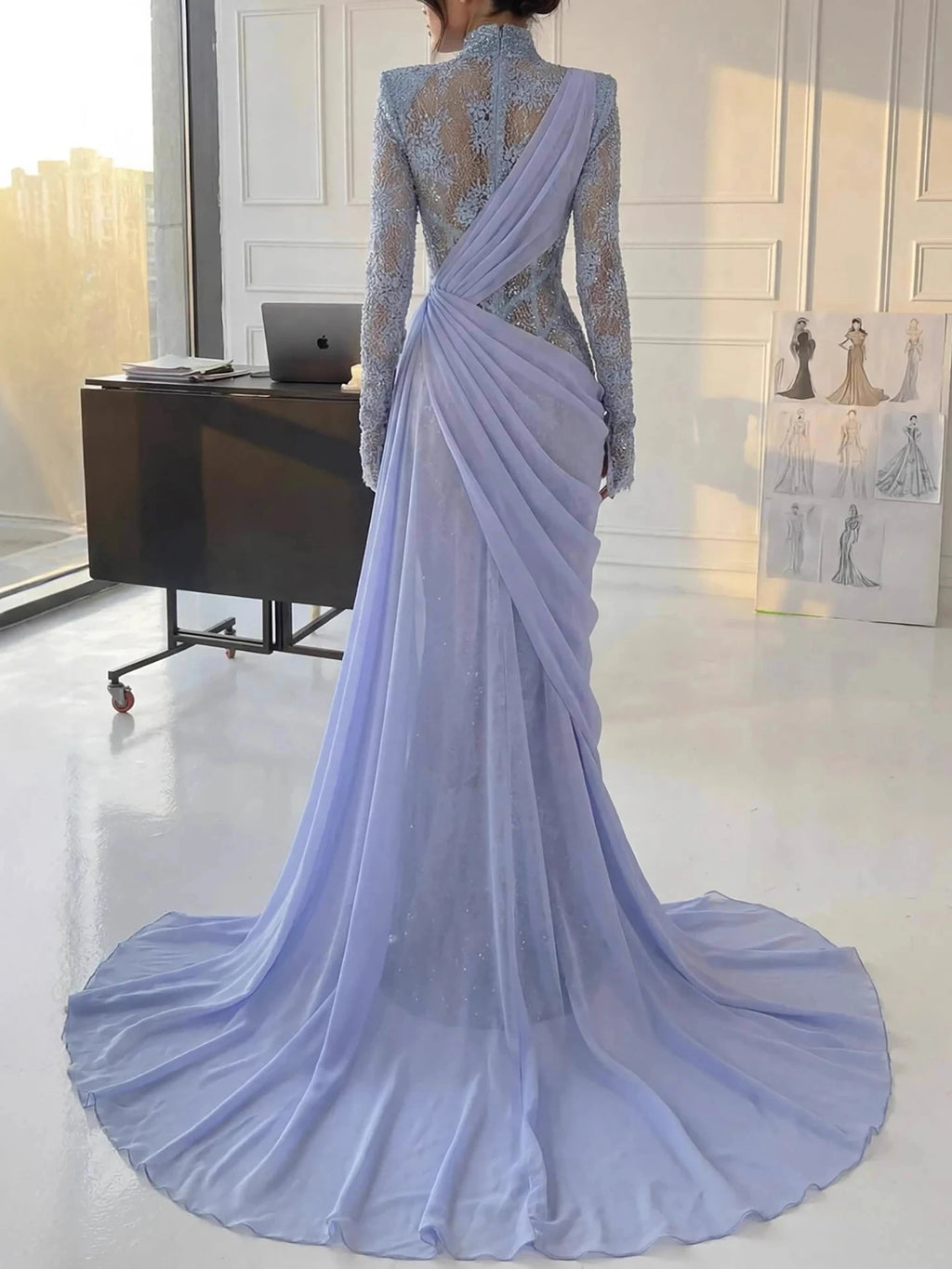 2026 Prom Dress Elegant Vintage Sweet Lilac Mermaid Lace Chiffon Customized Formal Occasion Prom Dress Evening Party Gowns