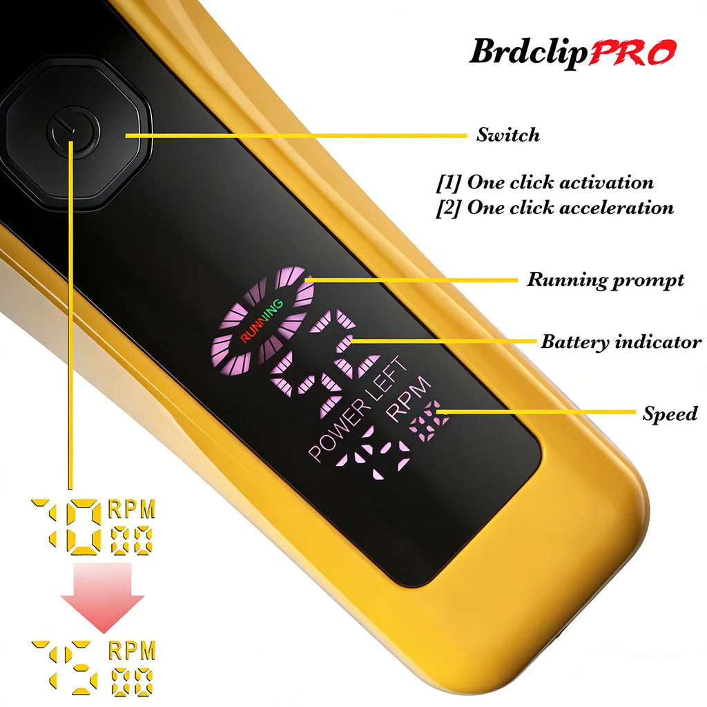 2pcs BRDCLIP Professional 7500RPM Barber Hair Clipper Set DLC Blade Multiple Guide Combs Charger 2-Speed Hair Trimmer Salon Use