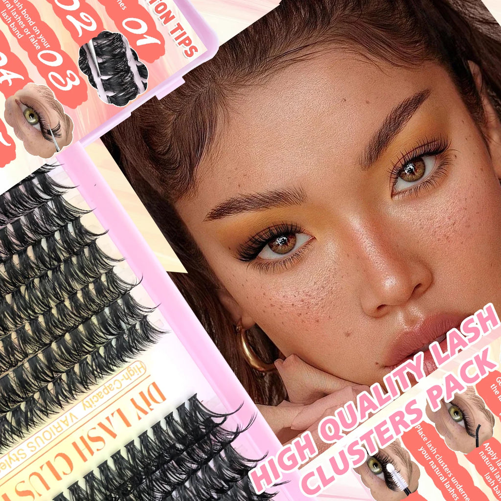 MJ 640pcs 30D/40D/50D/60D Individual Lashes Book Clusters Extensions False Eyelash DIY at Home Cluster Eyelash Extensions Makeup