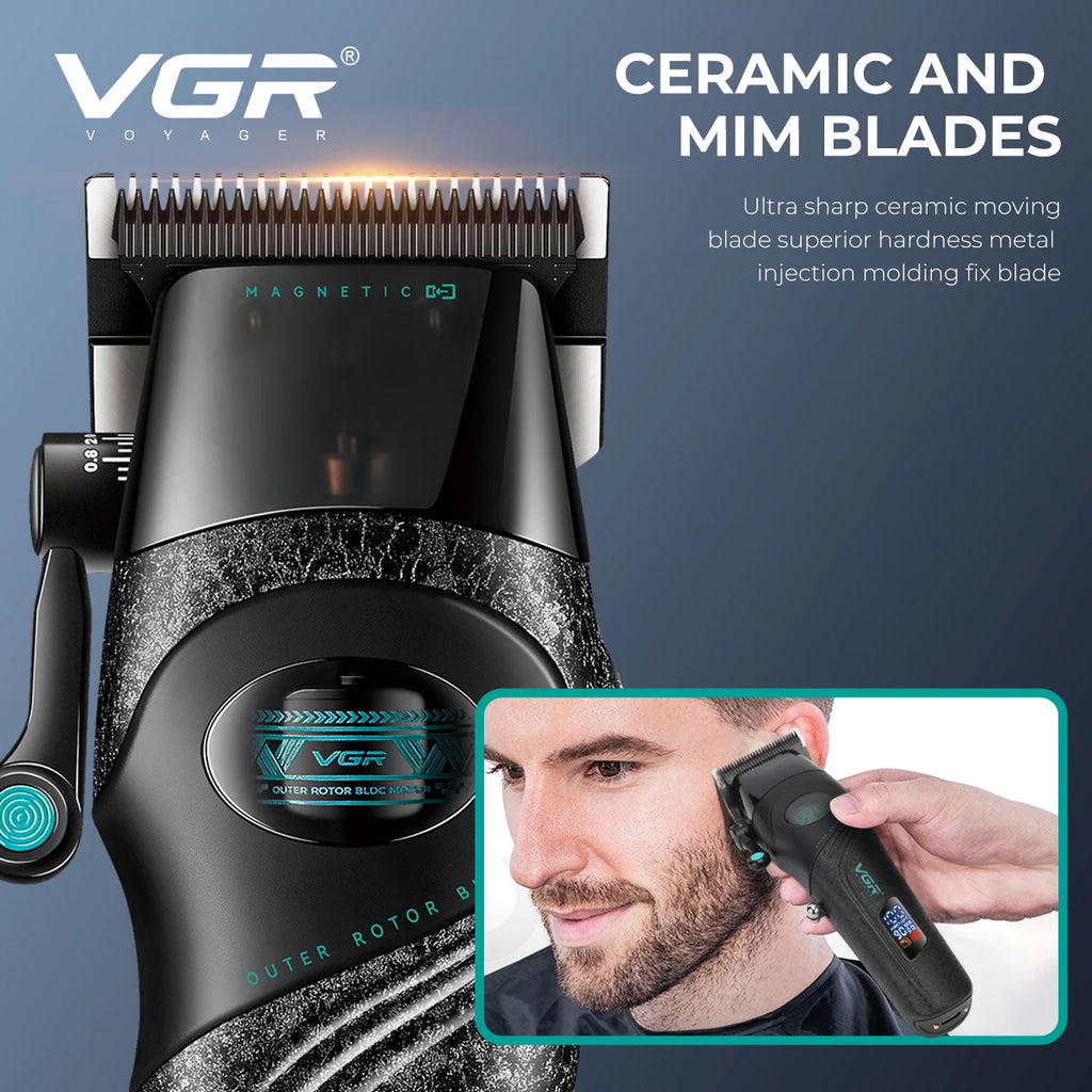 VGR Hair Clippers Adjustable Hair Trimmer Electric Haircut Machine External Rotor 9000 RPM Barber Combo Clipper for Men V-857