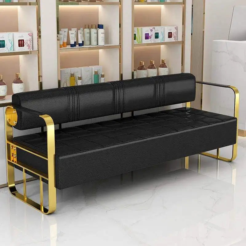 Hair Salon Waiting Chair Beauty Salon Clothing Store Rest Area Stainless Steel Gilded Sofa Waiting Area Long Bench