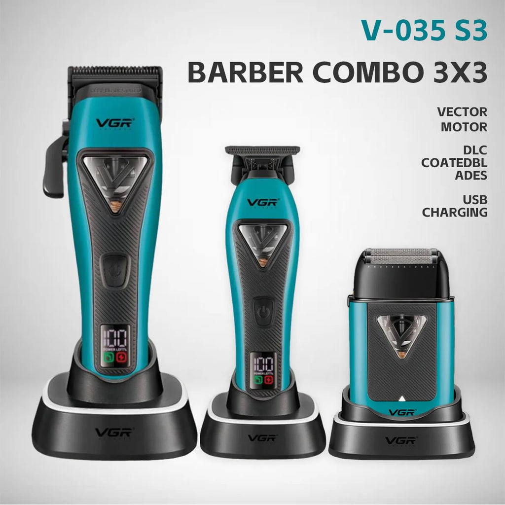 VGR Hair Clipper Professional Clippers 9000 RPM Hair Trimmers Vector Motor Hair Clippers Charging Base Clipper for Men 035 S3