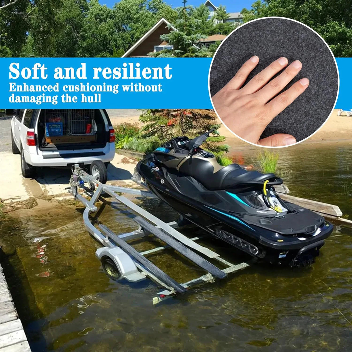 Marine Trailer Felt Double-layer with Waterproof Membrane Floor Mat Outdoor Boat Trailer Motorboat Ramp Garage Dock