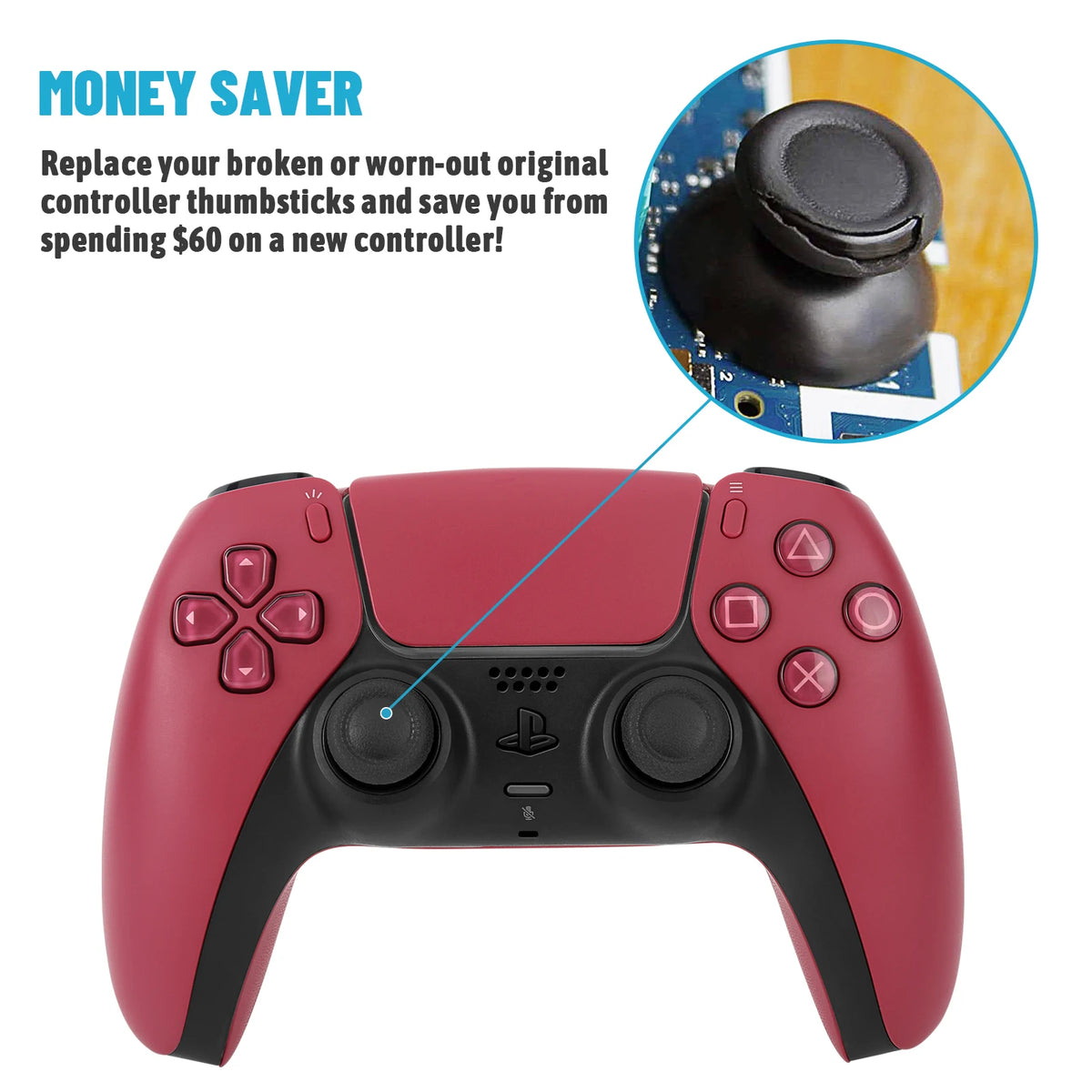 Replacement DIY Button for PS5 Controller Thumb Sticks Analog Grip Bullet Buttons Repair Kits for PS5 Buttons Accessories