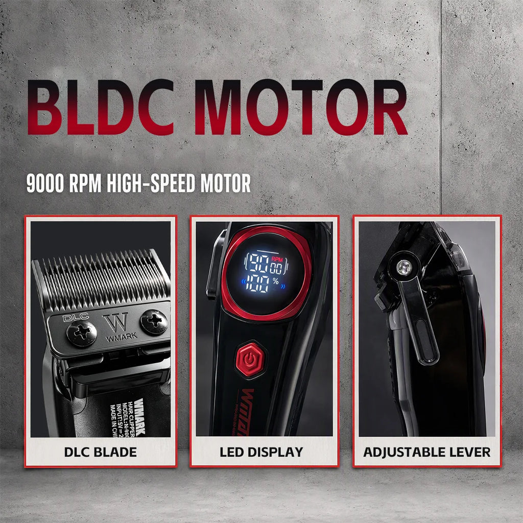 WMARK Clipper Professional Hair Clippers DLC BLDC 9000RPM Motor Hair Trimmer Wireless Charging Clipper for Men NG-8004 NG-8204