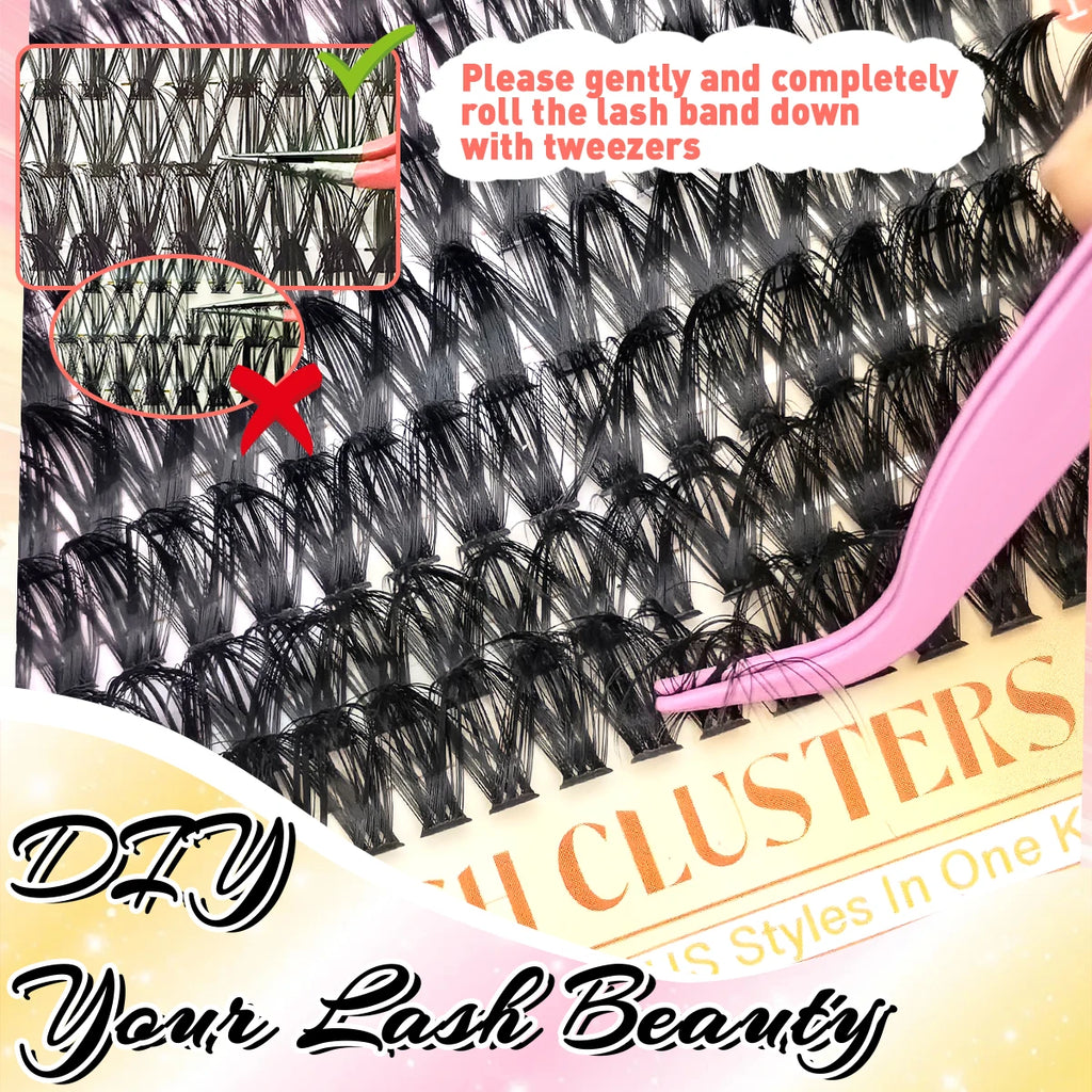 MJ 640pcs 30D/40D/50D/60D Individual Lashes Book Clusters Extensions False Eyelash DIY at Home Cluster Eyelash Extensions Makeup