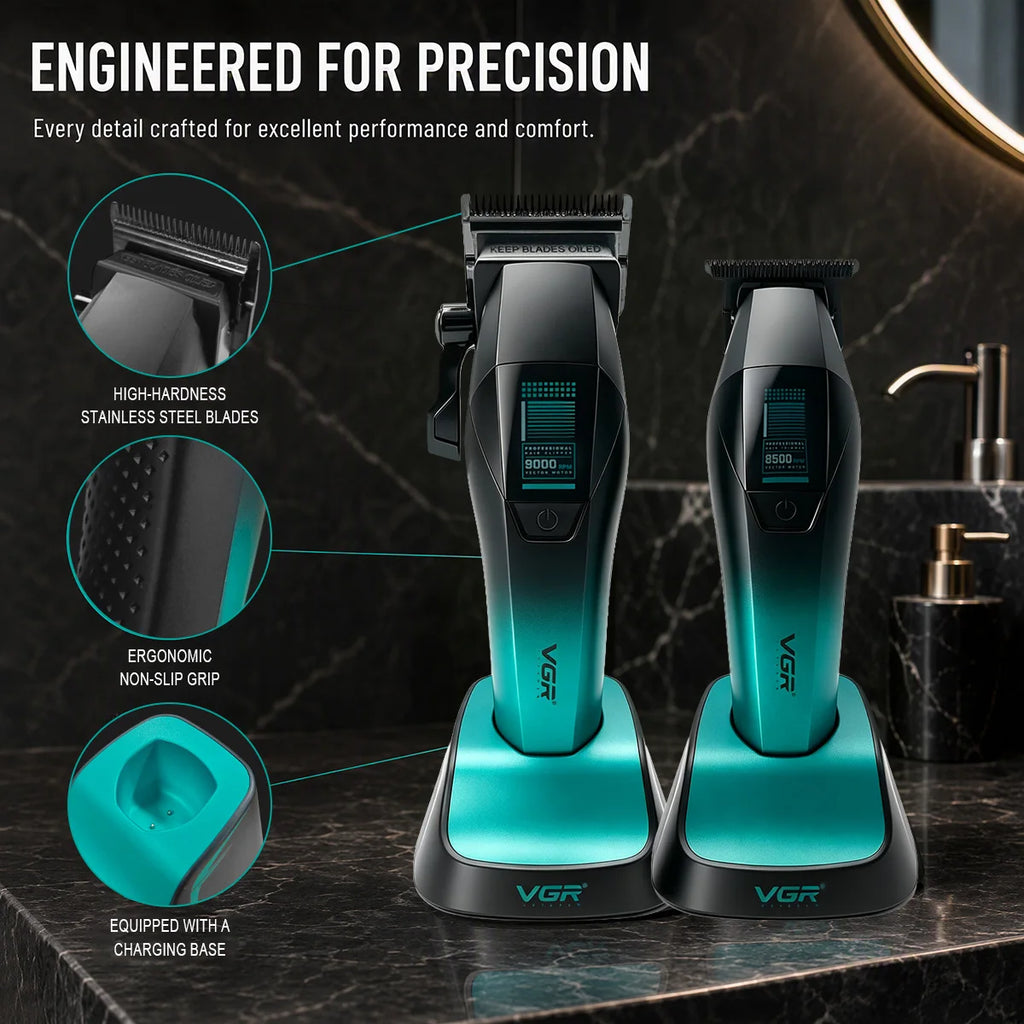 VGR Hair Trimmer Professional Clippers Barber Vector Motor 11000 RPM Hair Cut Machine Adjustable Cordless Trimmer for Men V-875