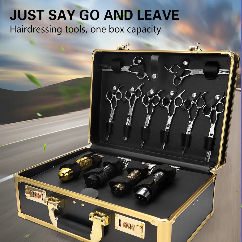 Storage Box Password Lock Aluminum Portable Suitcase Professional Hairdressing Large Capacity Salon Tool Carrying Box