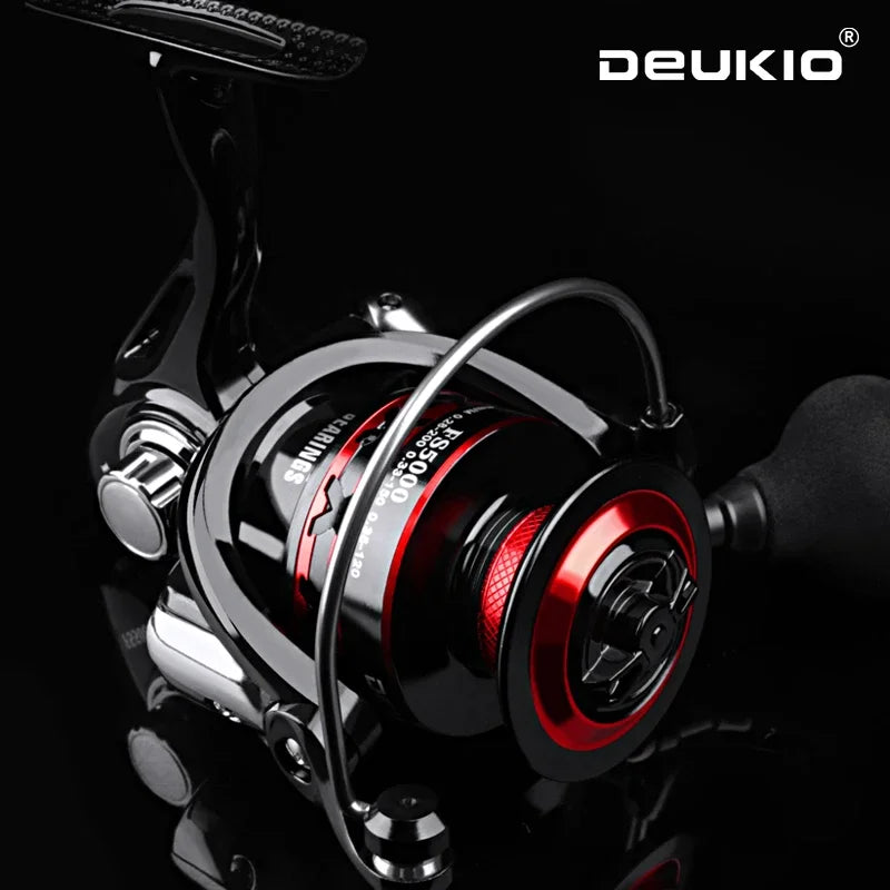 DEUKIO Spinning Fishing Reel 2000-7000 Metal Spool 12KG Max Drag CNC Handle Long Casting Freshwater Saltwater Lure Reel