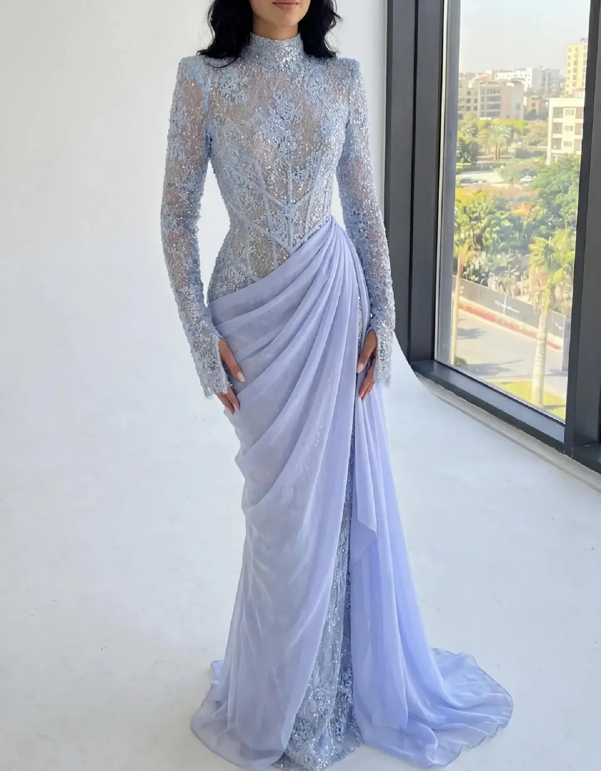 2026 Prom Dress Elegant Vintage Sweet Lilac Mermaid Lace Chiffon Customized Formal Occasion Prom Dress Evening Party Gowns