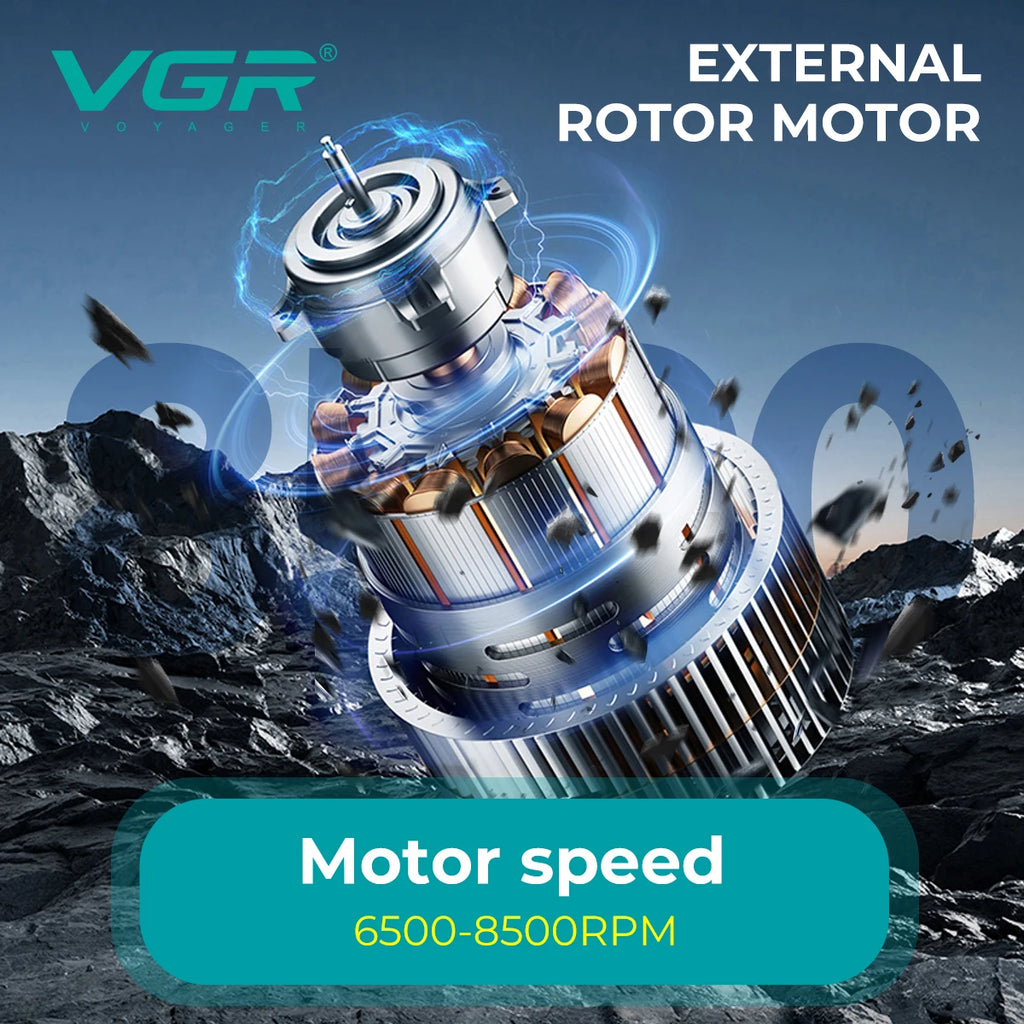 VGR Hair Trimmer Professional Barber Combo External Rotor Motor Hair Cut Machine Adjustable LED Display Trimmer for Men V-882 S2