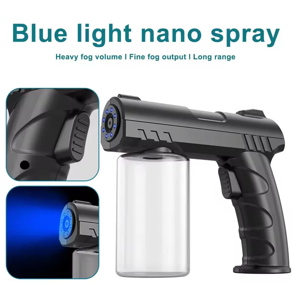 Blue Light Nano Hairspray 300ML USB Rechargeable Barber Sprayer Bottle Wireless Steam Gun for Grooming & Styling Tools