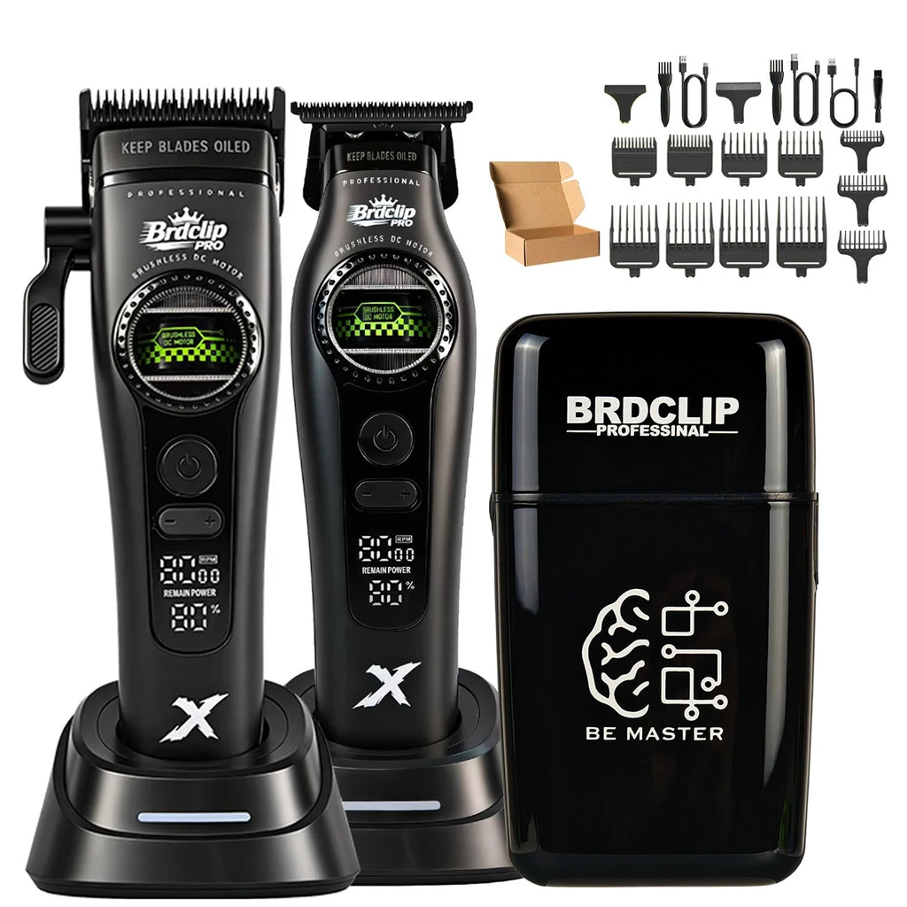 Shaver 10000RPM Barber Professional BRDCLIPR 6000RPM-8000RPM Hair Clipper Outer-Rotor Brushless Motor Detachable Blade Trimmer