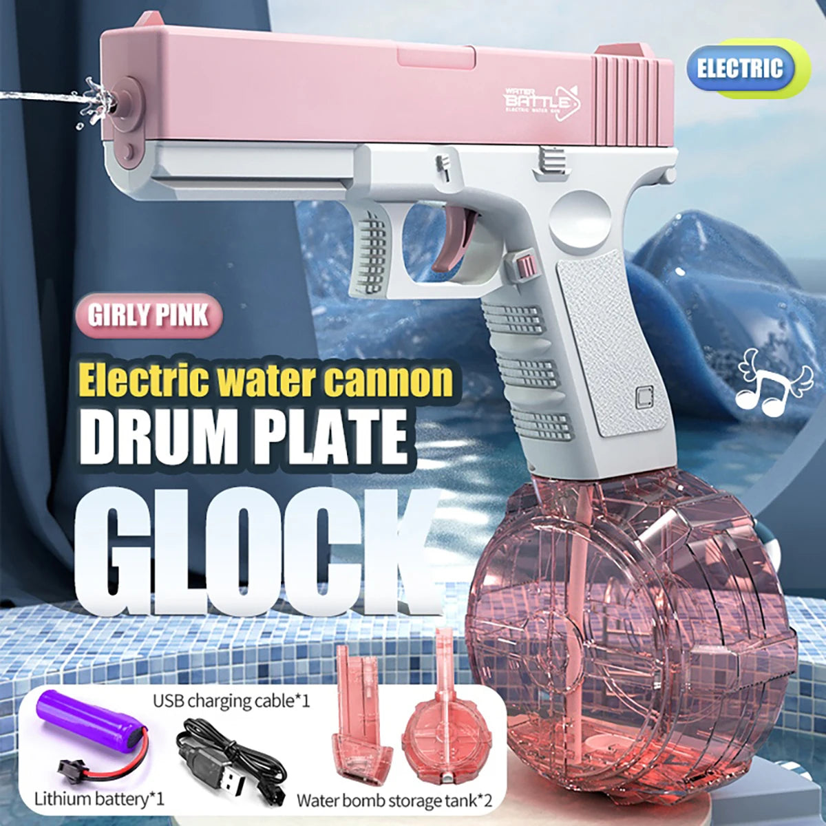 Electric Water Gun Rechargeable Automatic & Manual Spray Gun Capacity Range Up to 32 FT Range for Adults & Kids