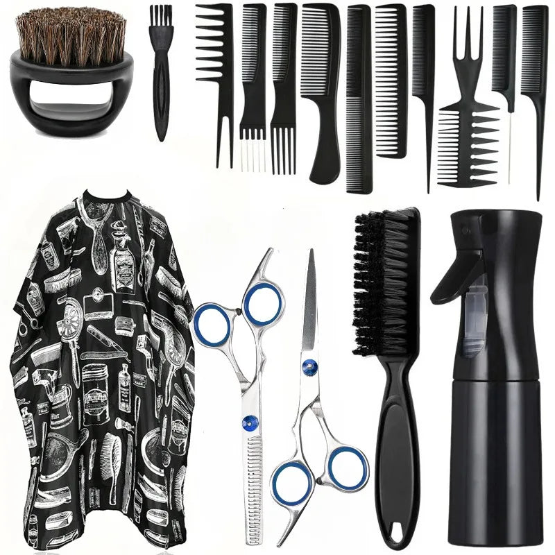 WANMEI Salon Barber Cloak Set Barber Stylist Cloak with Adjustable Buckle Neck Dust Removal Brush and Comb Barber Shop Tool